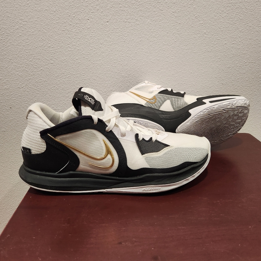 Nike Kyrie Low 5 Black White Gold Mens Basketball Shoes DJ6012 101 - SIZE 14